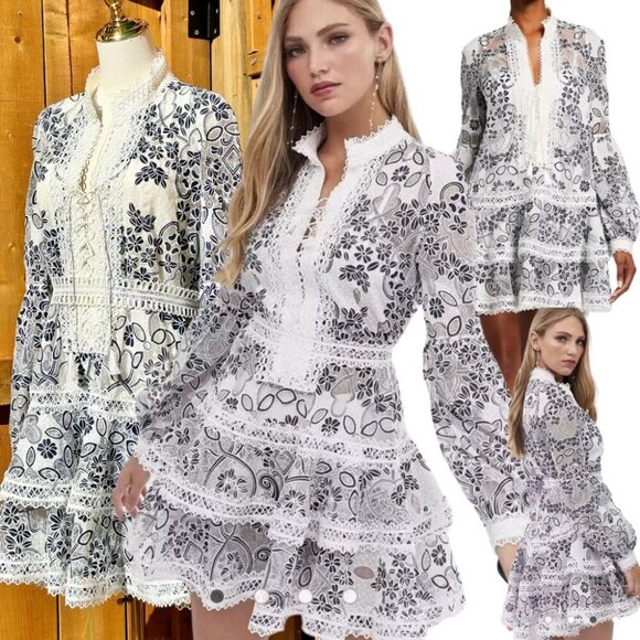 Bronx and Banco Dresses & Skirts - 🆕 BRONX & BANCO 🧿 NWOT Santorini Long-Sleeve Tiered Floral Burnout Dress, Sz M